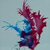 "Broken Heart" blown watercolor art mounted on flloating glass  12" x 9 1/2 