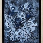 Midnight Bouquet - 11"x 14" acrylic and ink on wood panel, with gallery floating frame
Absorption of the sky into a bouquet of roses, tangled and blue as sad moments can be.
$800