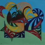 The Cocoon - 16" x 20"  acrylic on paper mounted on floating glass
$150