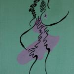 Gossip One- 9" x 12" acrylic and ink on canvas
Dr. Lily, la jinetera in Havana, the title doesn't feed her family.
$200